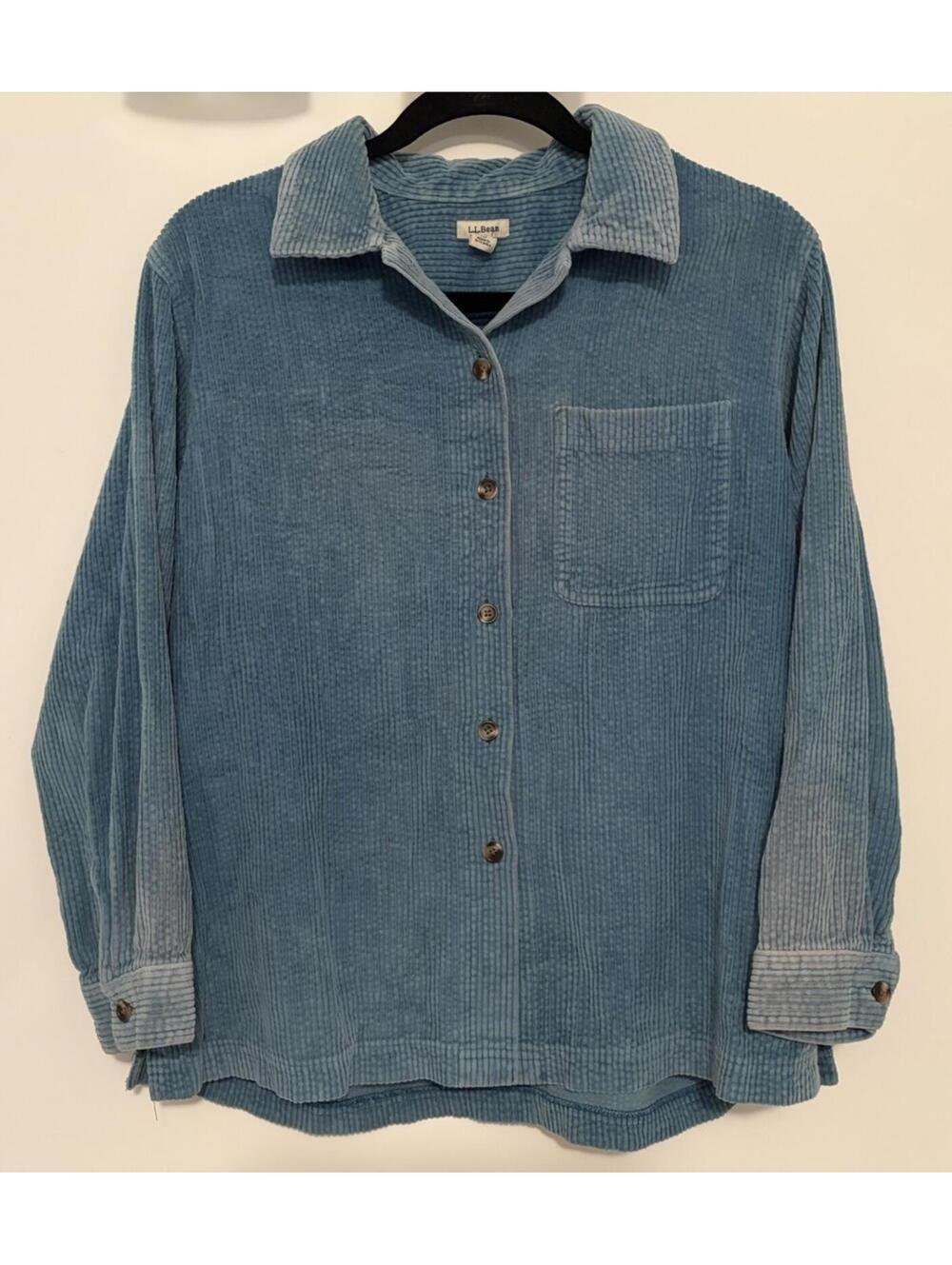 LL Bean Corduroy Button Down Long Sleeve Soft Cotton Shirt Size Petite Medium
